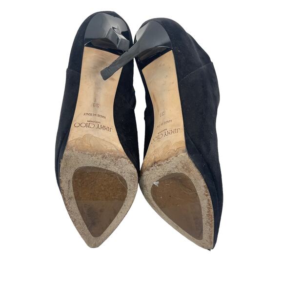 Jimmy Choo Ren 100 Pointed Toe Suede Ankle Boots Black Size 39 - Picture 9 of 12